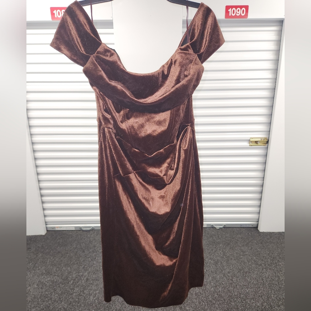 Off the shoulder velvety dress
